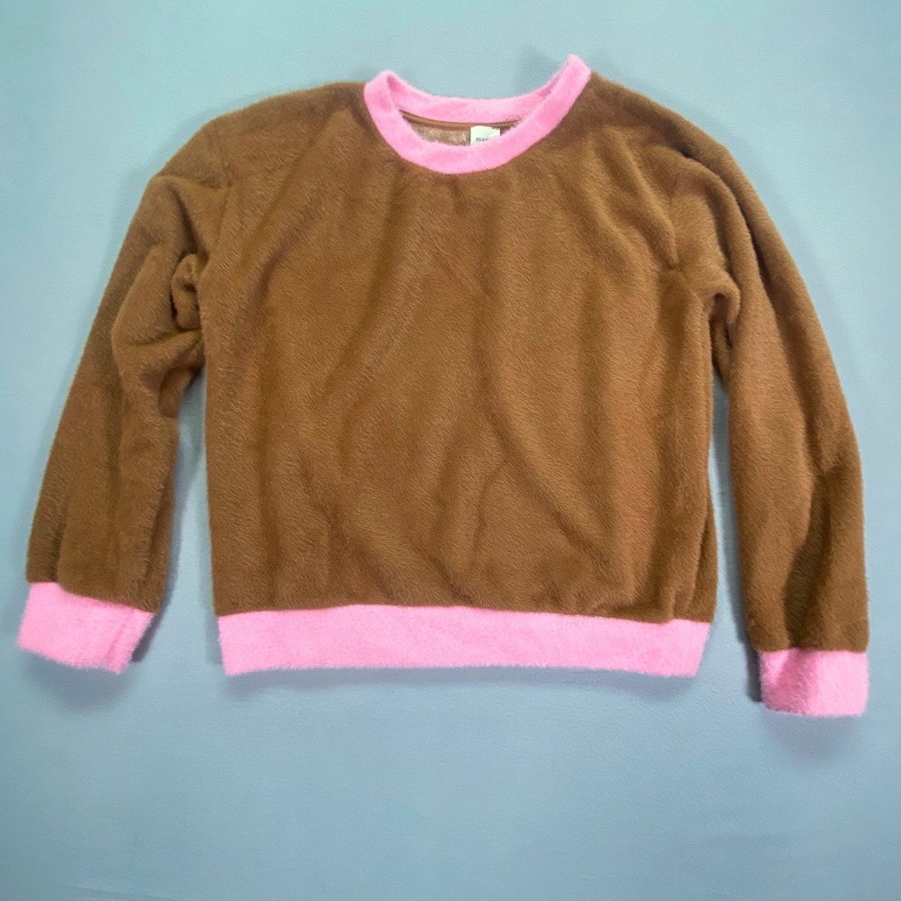 Maeve‎ Anthropologie Brown Pink Fuzzy Eyelash Knit Sweater Womens Medium